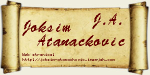 Joksim Atanacković vizit kartica